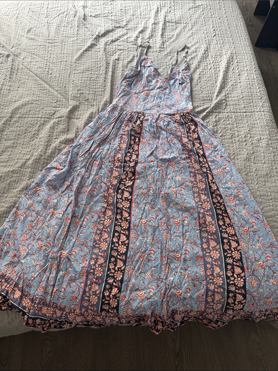 Mango Dresses & Skirts - Mango Light Blue Floral Maxi Dress with Peach Accents